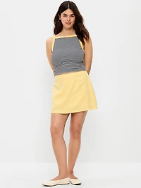 Linen-Blend Micro Skort