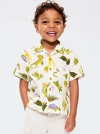 Printed Crinkle Pocket Shirt for Toddler Boys