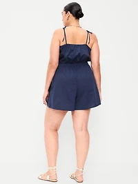 Eyelet Tie-Strap Romper