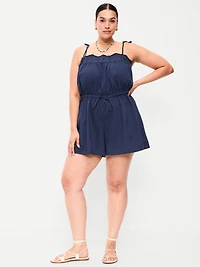 Eyelet Tie-Strap Romper