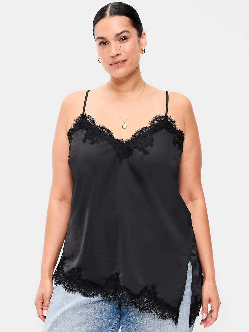 Asymmetrical Lace-Trim Cami Top