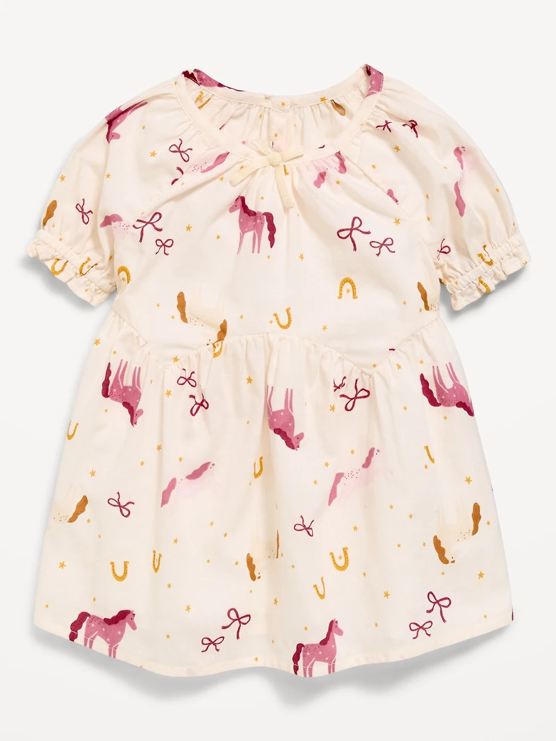 Printed Short-Sleeve Swing Dress for Baby
