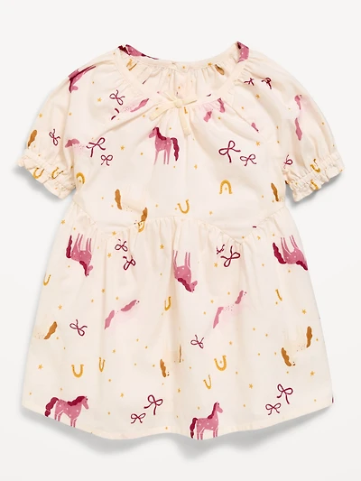 Printed Short-Sleeve Swing Dress for Baby