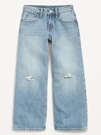 Mid-Rise Ripped Super Baggy Wide-Leg Jeans for Girls