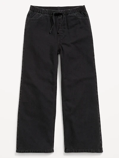 Pull-On Super Baggy Wide-Leg Denim Pants for Girls