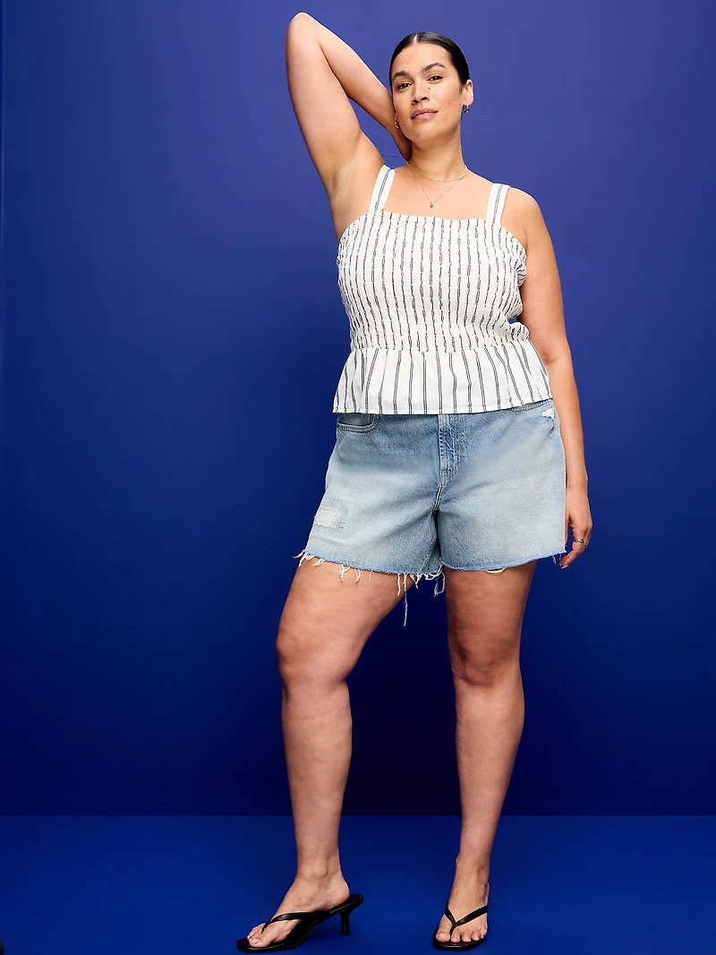 High-Waisted Baggy Jean Shorts - 5-inch inseam