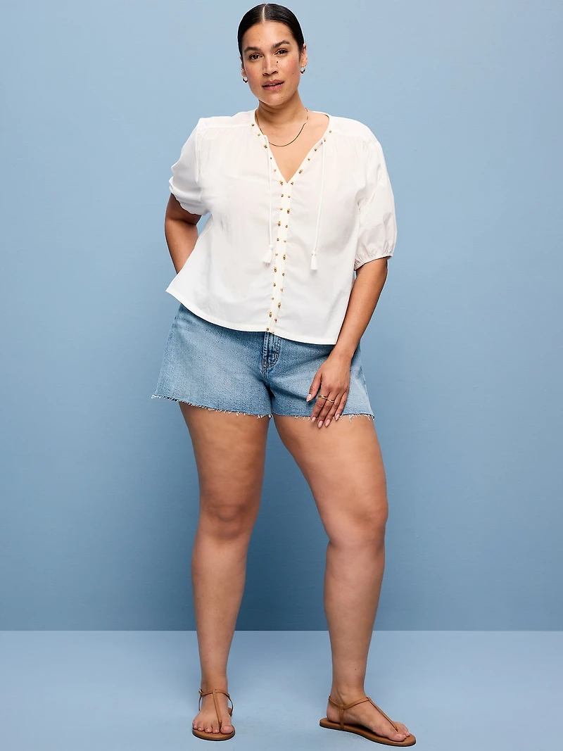 Extra High-Waisted Denim Micro Short