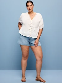 Extra High-Waisted Denim Micro Short