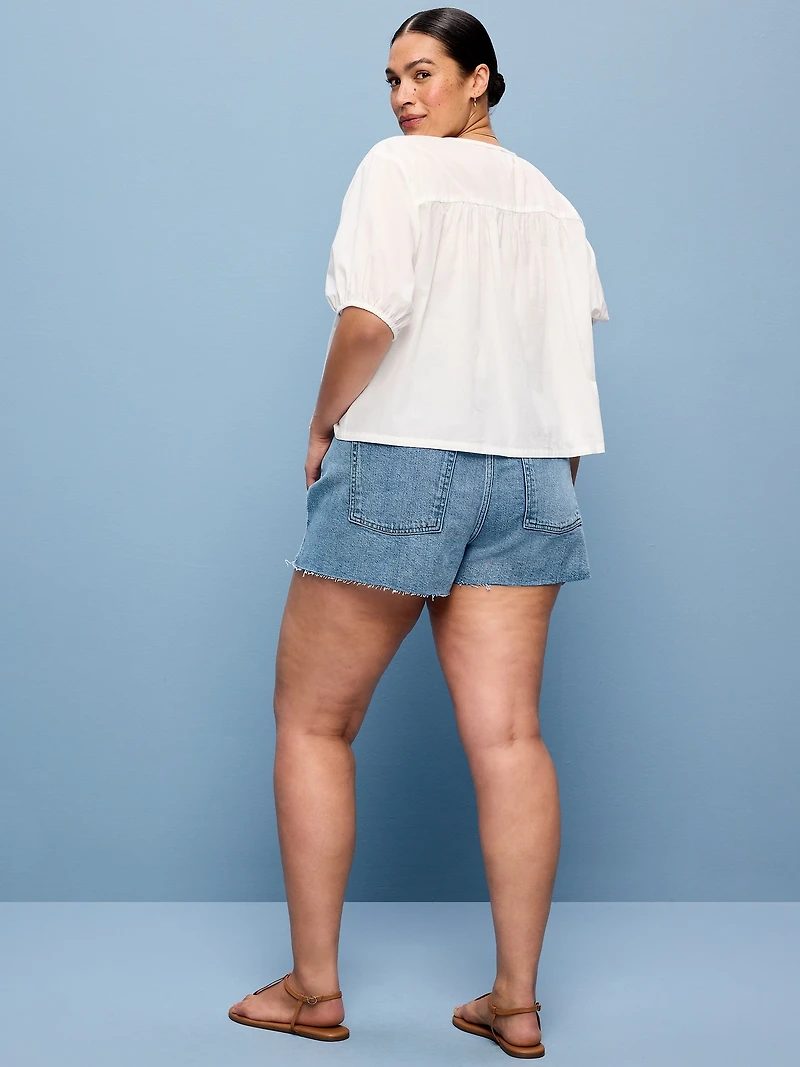 Extra High-Waisted Denim Micro Short