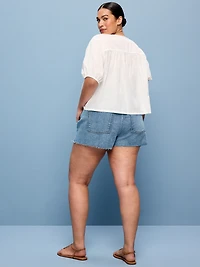 Extra High-Waisted Denim Micro Short