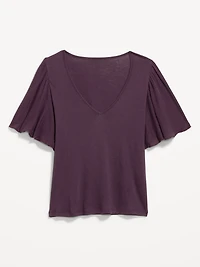 V-Neck Flutter Sleeve Top