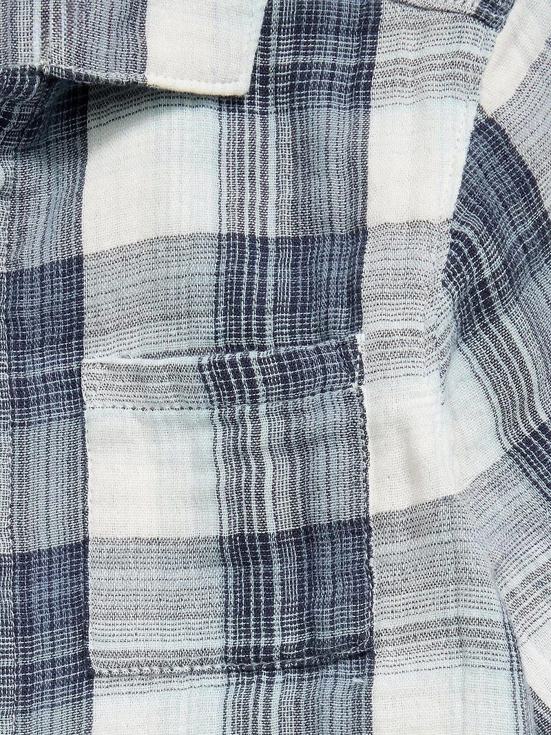 Short-Sleeve Double-Weave Cotton Shirt for Toddler Boys
