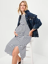 Maternity Short-Sleeve Ruched Midi Dress