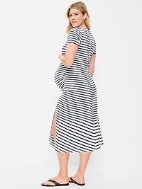 Maternity Short-Sleeve Ruched Midi Dress