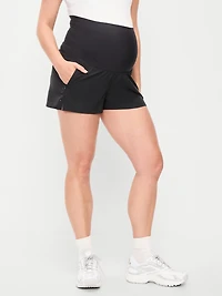 Maternity Rollover-Waist StretchTech Run Shorts - 3-inch inseam