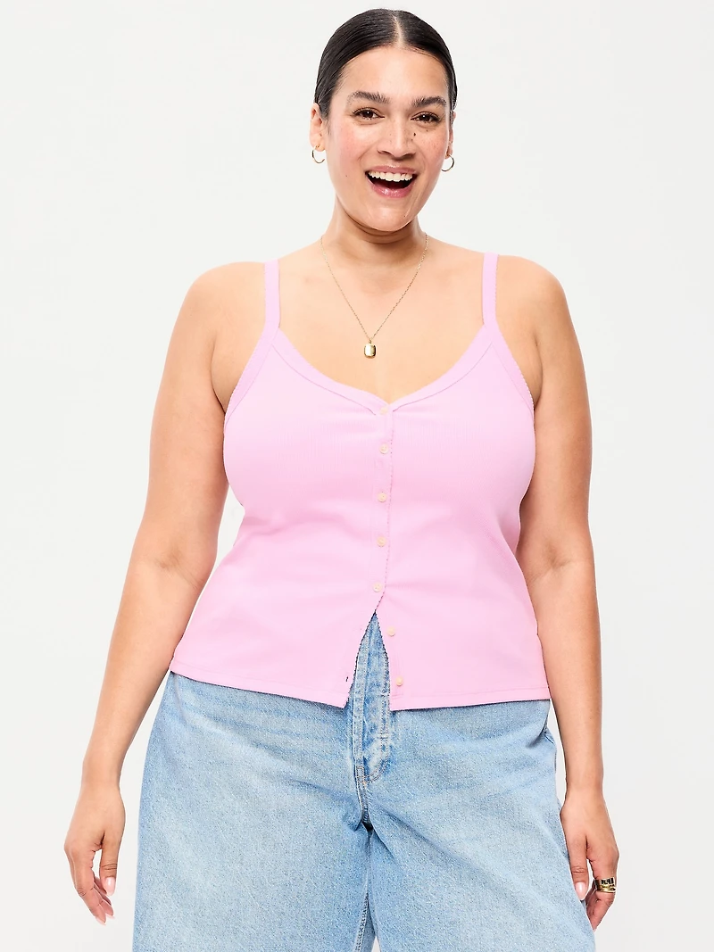 Button-Front Cami Tank Top