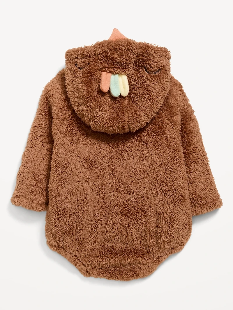 Long-Sleeve Critter Fleece Hooded One-Piece Romper for Baby