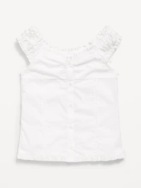 Short-Sleeve Sweetheart-Neck Button-Front Top for Girls