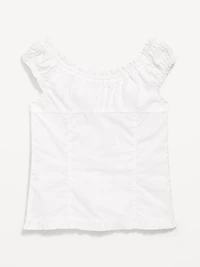 Short-Sleeve Sweetheart-Neck Button-Front Top for Girls