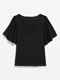 V-Neck Flutter Sleeve Top