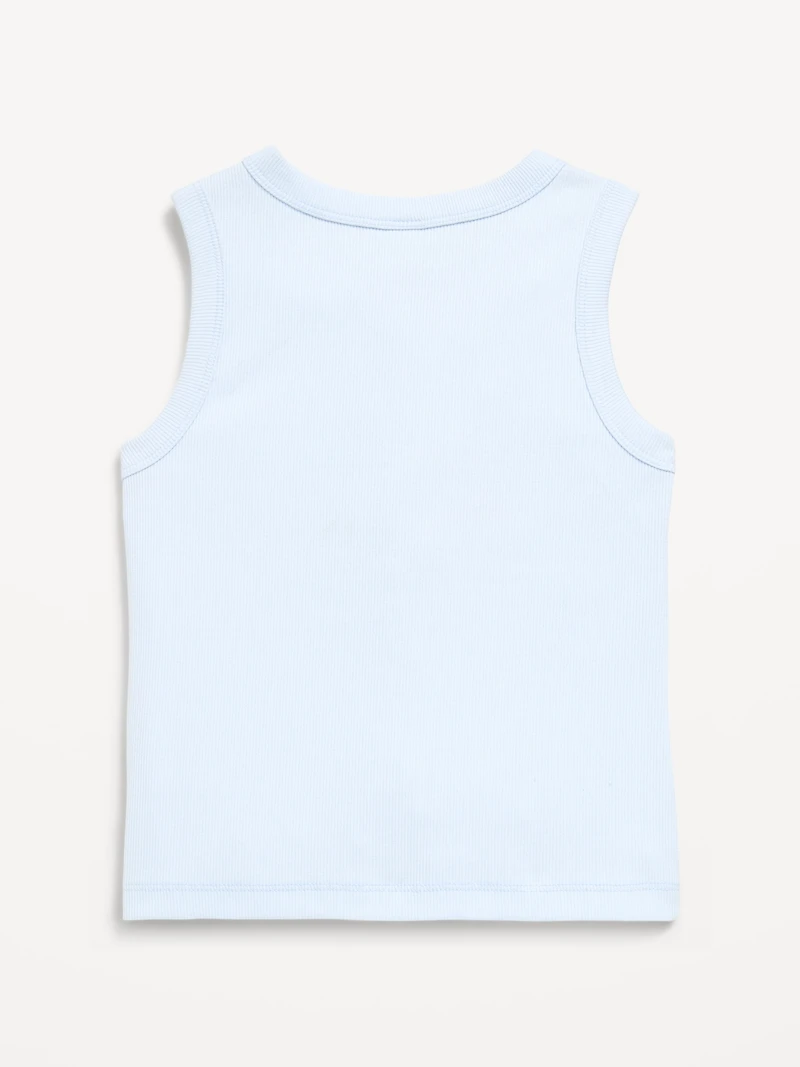 Fitted Sleeveless Ribbed Button-Front Top for Girls