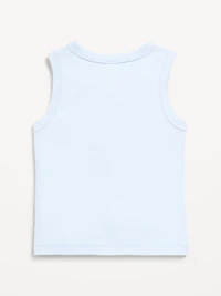 Fitted Sleeveless Ribbed Button-Front Top for Girls