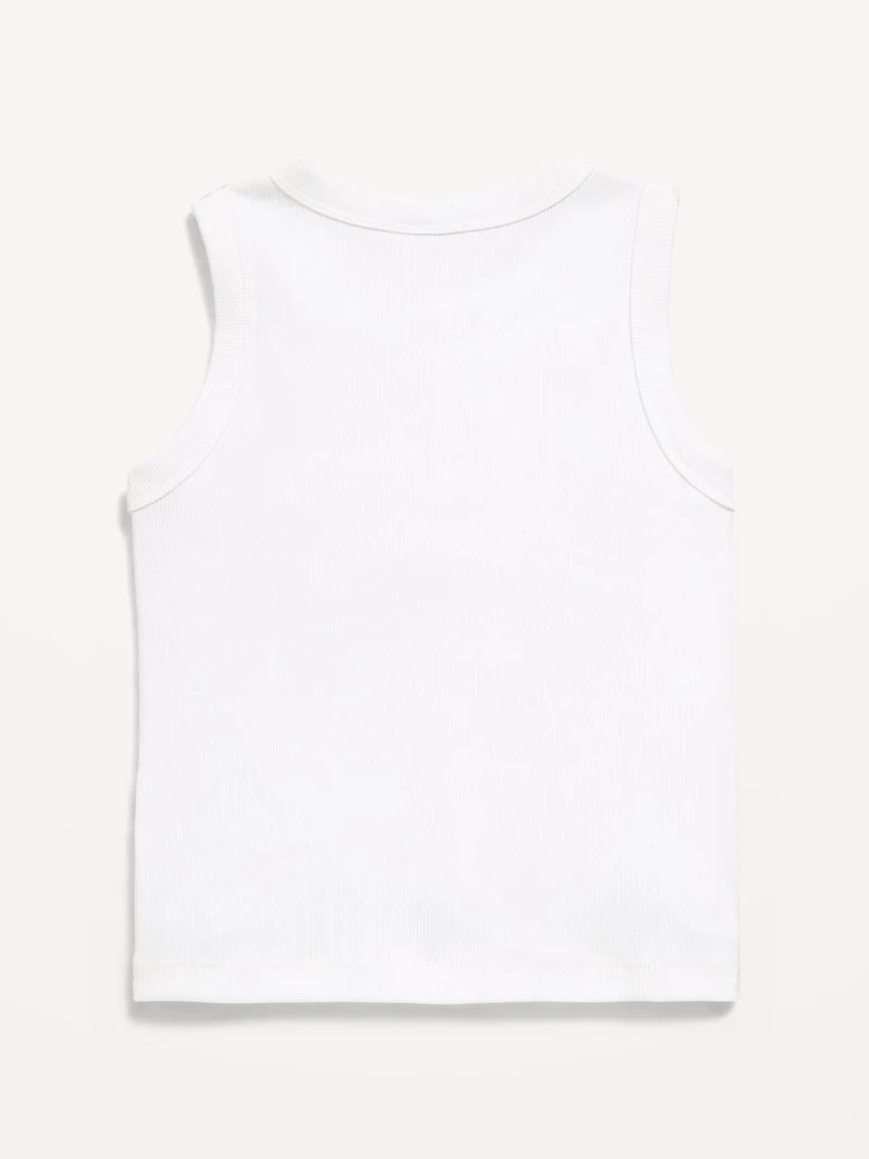 Fitted Sleeveless Ribbed Button-Front Top for Girls