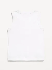 Fitted Sleeveless Ribbed Button-Front Top for Girls