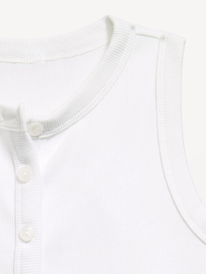 Fitted Sleeveless Ribbed Button-Front Top for Girls