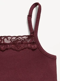 Fitted Ribbed Lace-Trim Cami for Girls