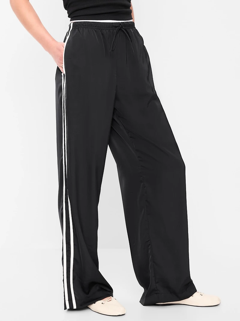 High-Waisted Satin Track Pants