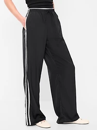 High-Waisted Satin Track Pants