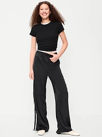 High-Waisted Satin Track Pants