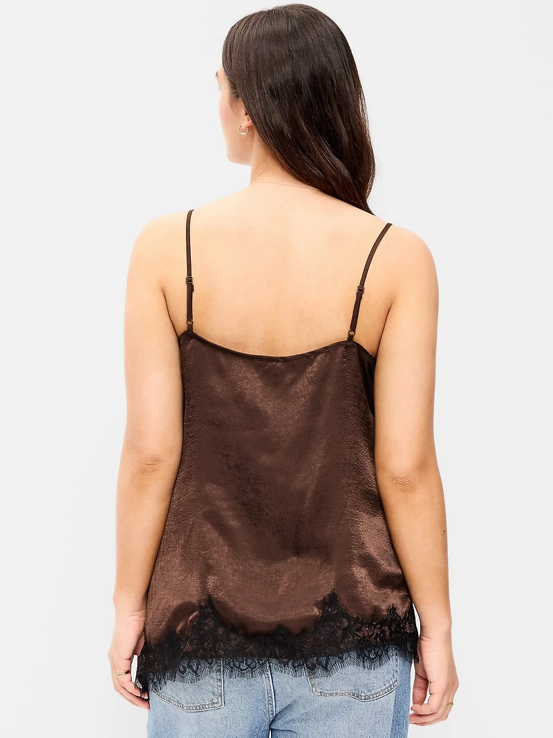 Asymmetrical Lace-Trim Cami Top
