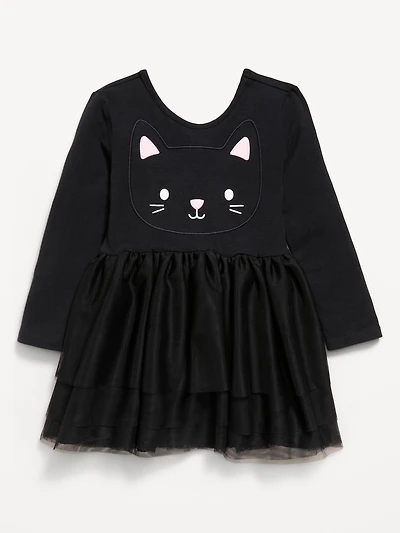 Long-Sleeve Halloween Tutu Dress for Toddler Girls