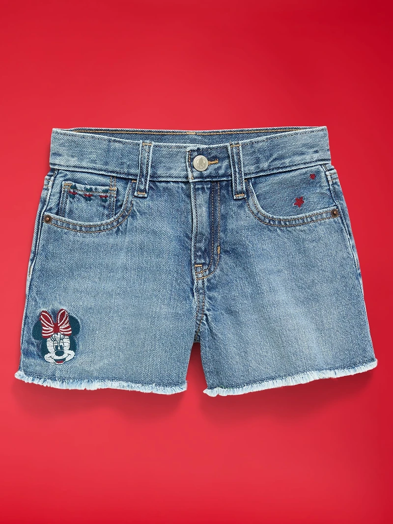 Old Navy x Disney Minnie Mouse Embroidered High-Waisted Frayed-Hem Jean Shorts for Girls