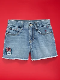 Old Navy x Disney Minnie Mouse Embroidered High-Waisted Frayed-Hem Jean Shorts for Girls