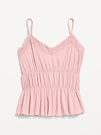 Lace-Trim Smocked-Waist Tank Top
