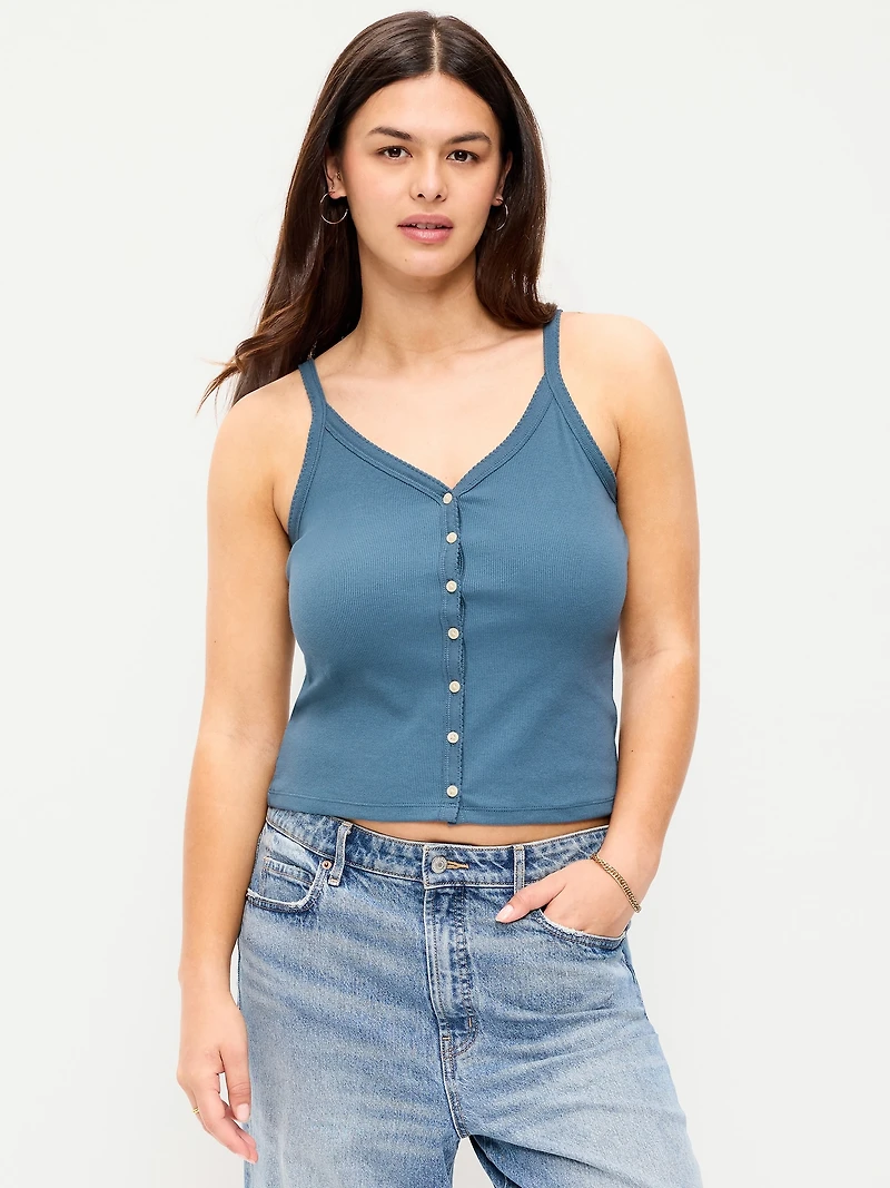 Button-Front Cami Tank Top