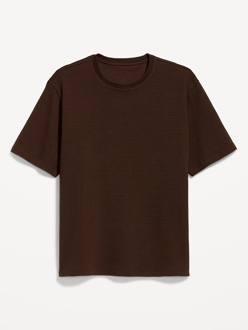 Relaxed Short-Sleeve Textured Waffle T-Shirt