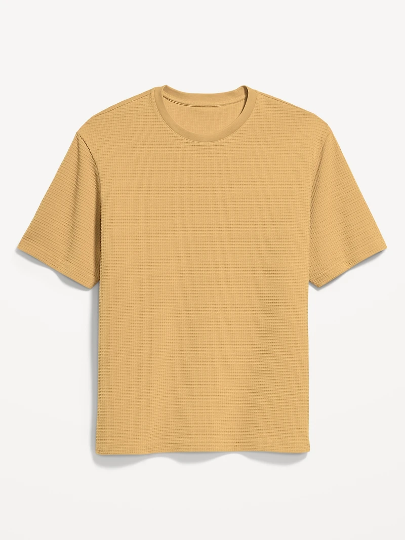 Loose Short-Sleeve Textured Waffle T-Shirt