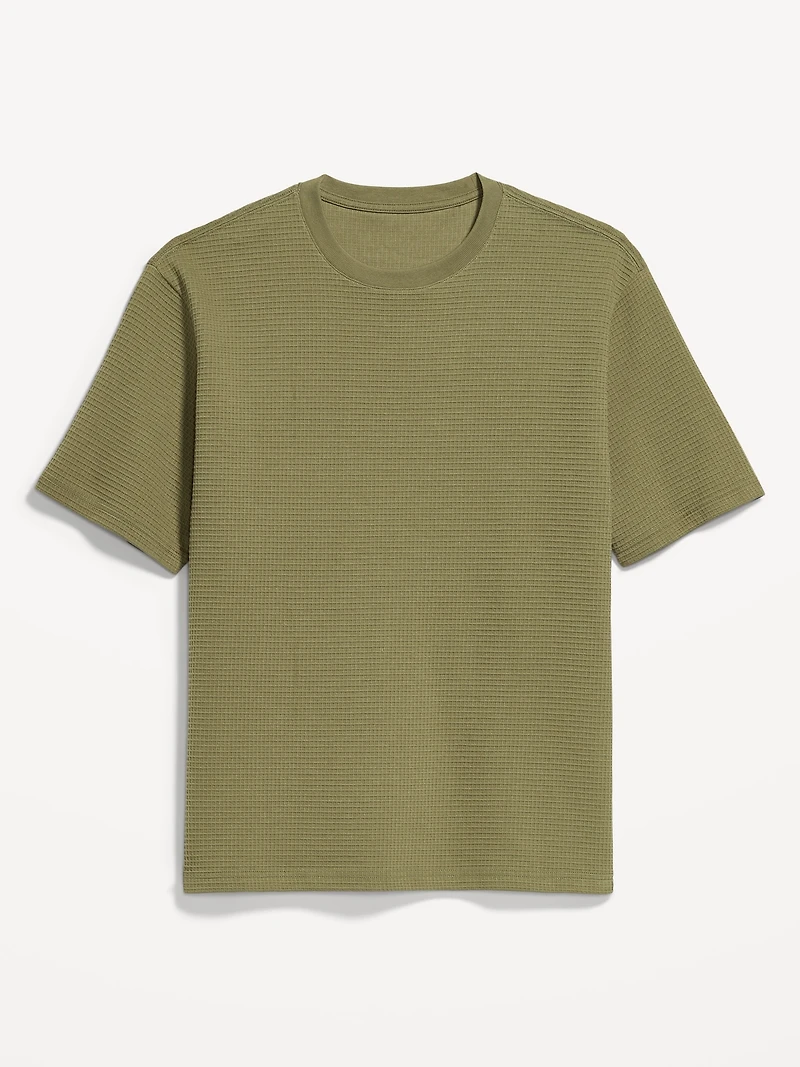Relaxed Short-Sleeve Textured Waffle T-Shirt