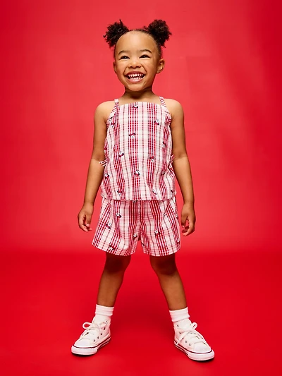 Old Navy x Disney Minnie Mouse Sleeveless Plaid Top & Shorts Set for Toddler Girls