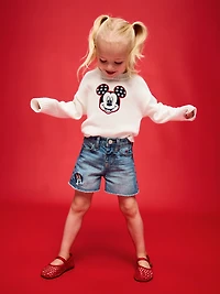 Old Navy x Disney Minnie Mouse Embroidered Frayed-Hem Jean Shorts for Toddler Girls