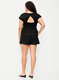 High-Waisted Linen-Blend Micro Shorts