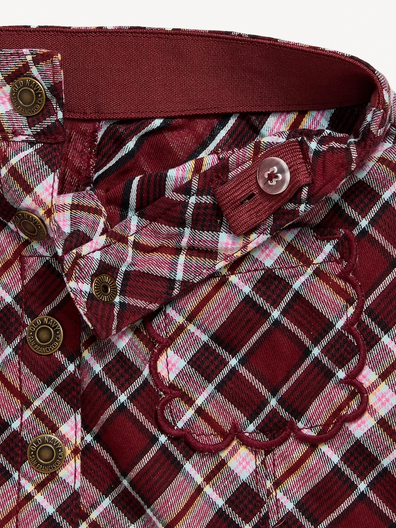 Button-Front Plaid Twill Skirt for Toddler Girls