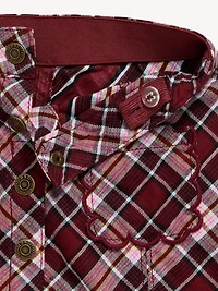 Button-Front Plaid Twill Skirt for Toddler Girls