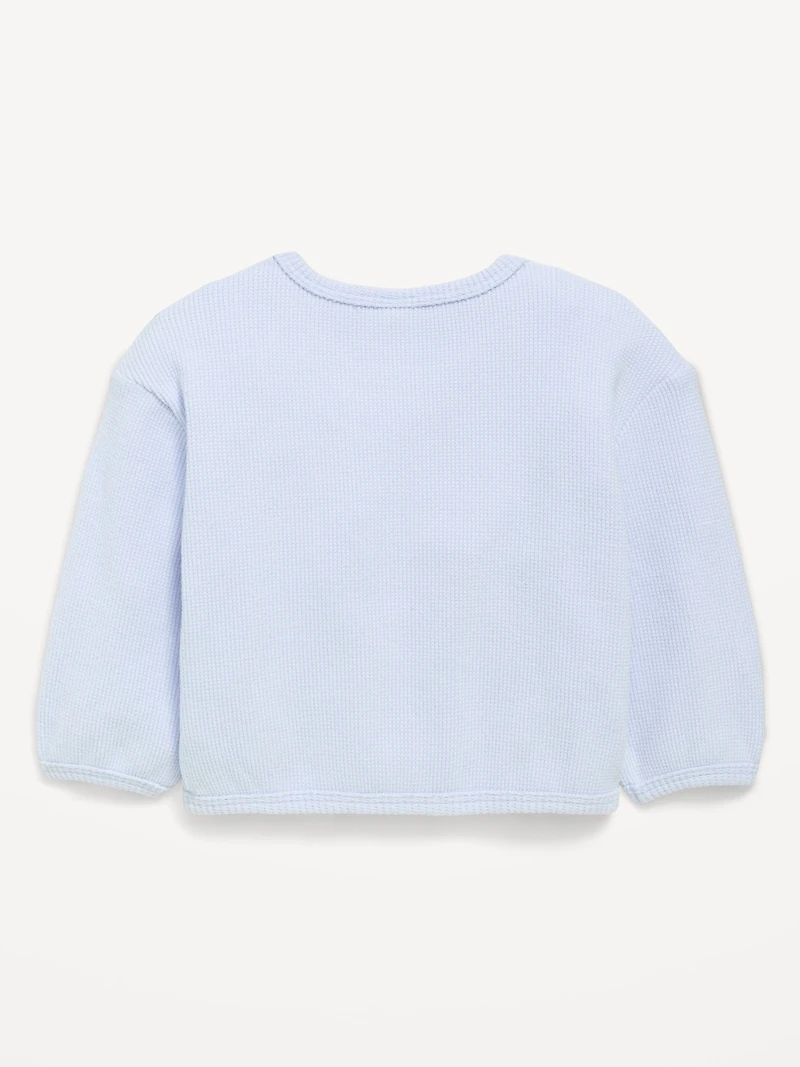 Long-Sleeve Waffle-Knit Pocket Sweatshirt for Baby