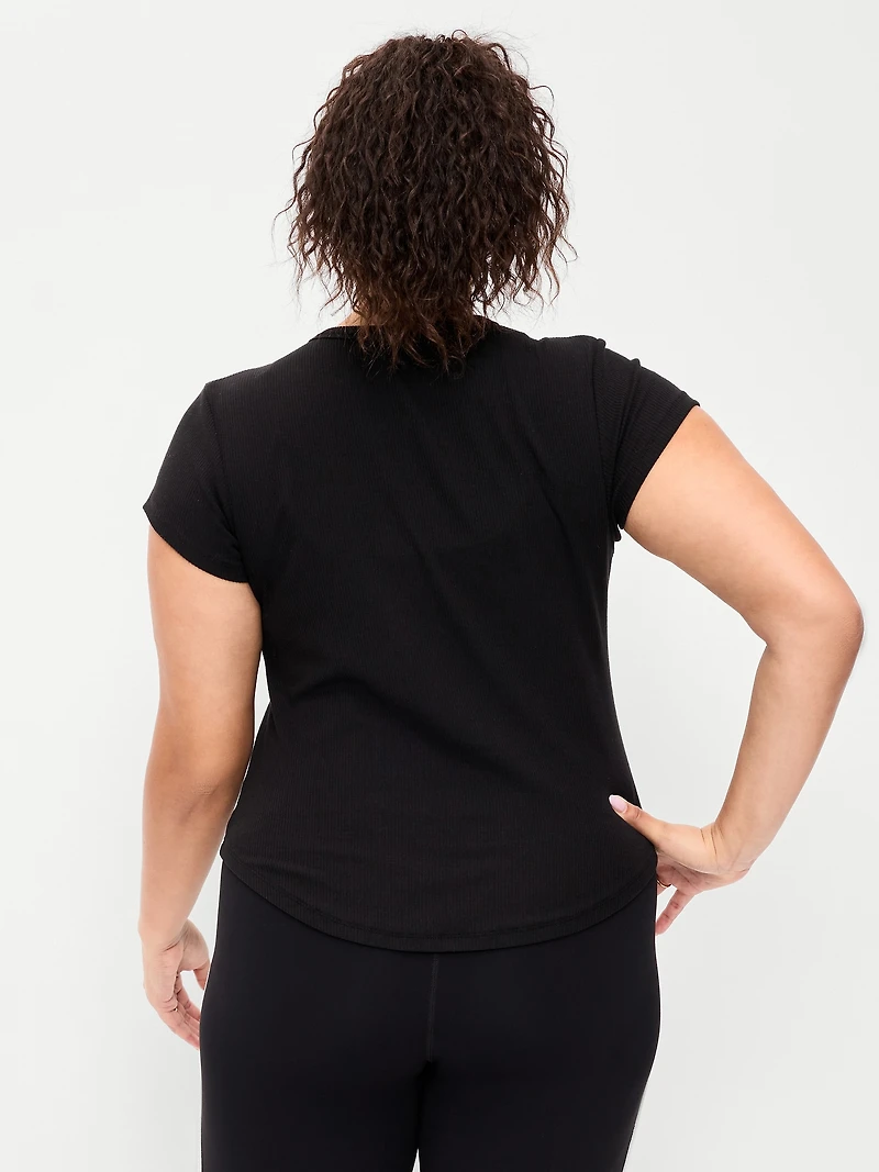 Fitted Crew-Neck Ribbed T-Shirt