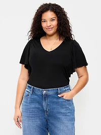 V-Neck Flutter Sleeve Top